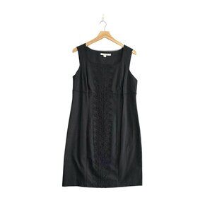 Boden Black Sleeveless Sheath Dress with Applique in Front, Size 12R US